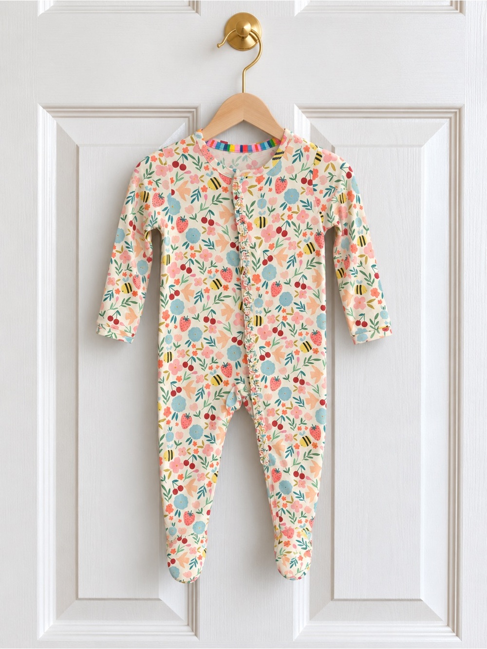 Magnetic Me Floral Bee Strawberry Modal Magnetic Footie 0-3M